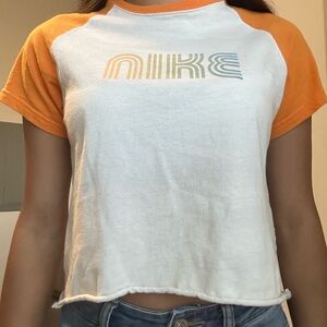 Nike Orange Raglan Crop Graphic Tee